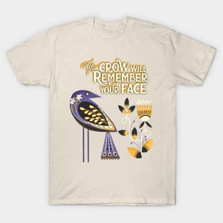 Folk Art Style Crow Illustration T-Shirt